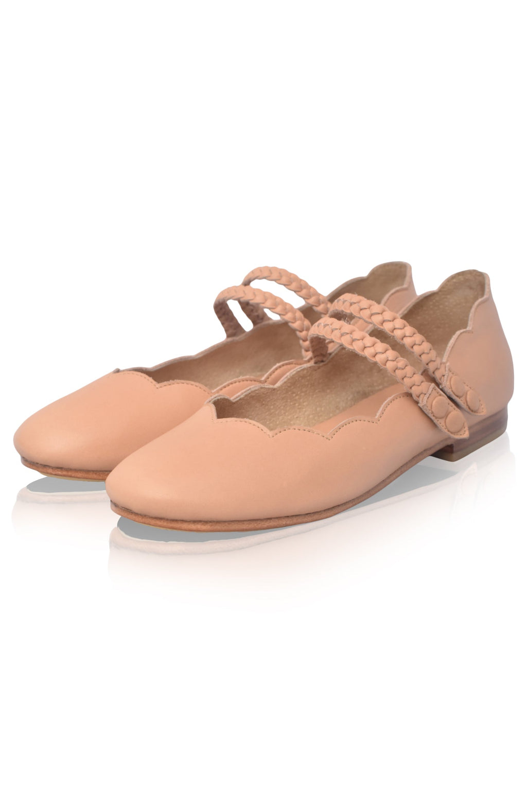 Prima Scalloped Leather Ballet Flats