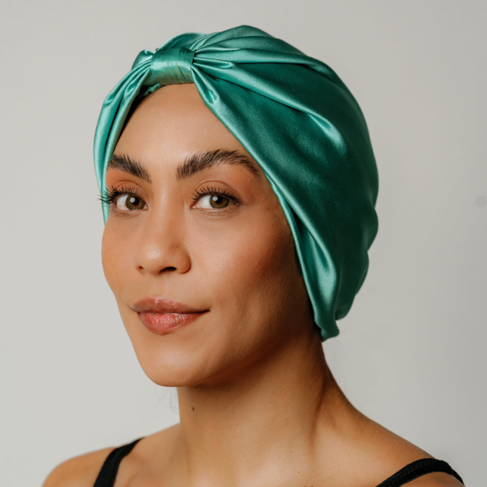 Organic Silk Hair Bonnet Jade Green