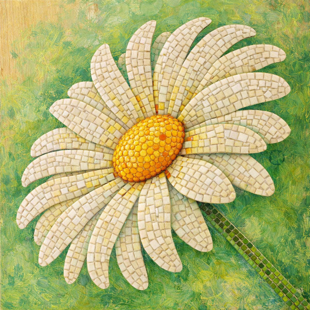White Daisy with Pattern 14"x14" (wood)