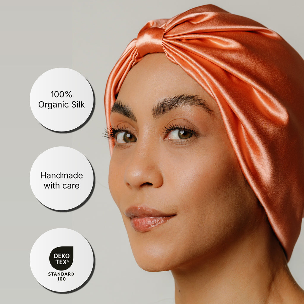 Organic Silk Hair Bonnet Peachy Coral