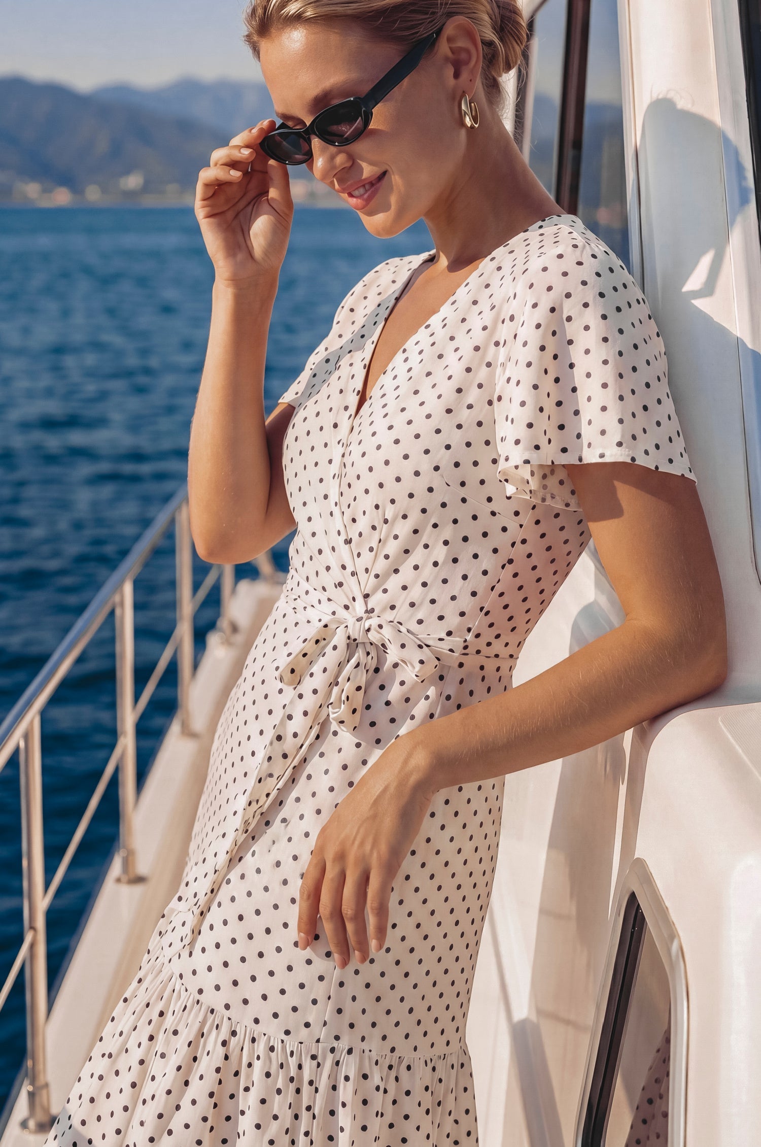 Persea Cotton Wrap Midi Dress