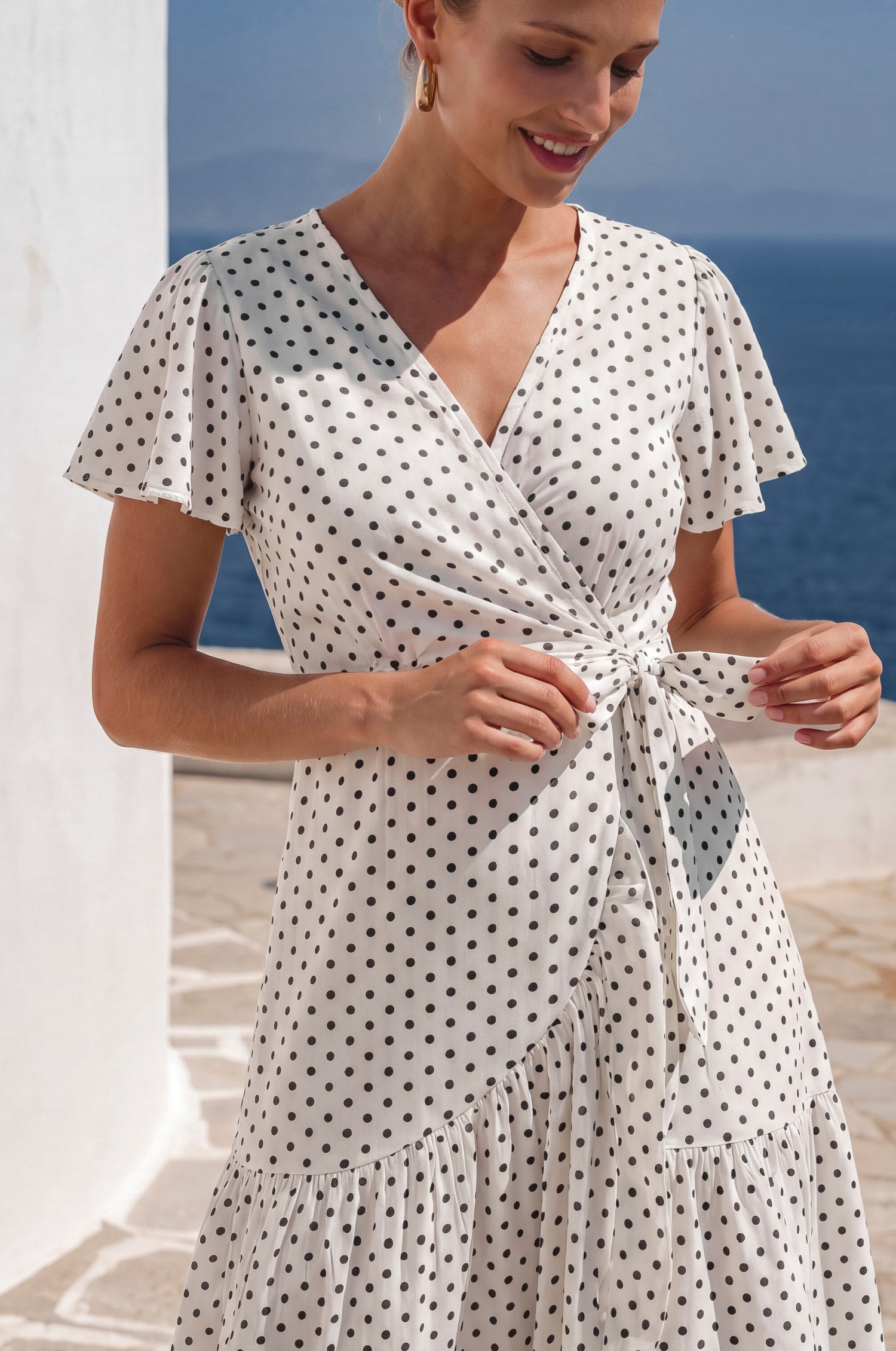 Persea Cotton Wrap Midi Dress