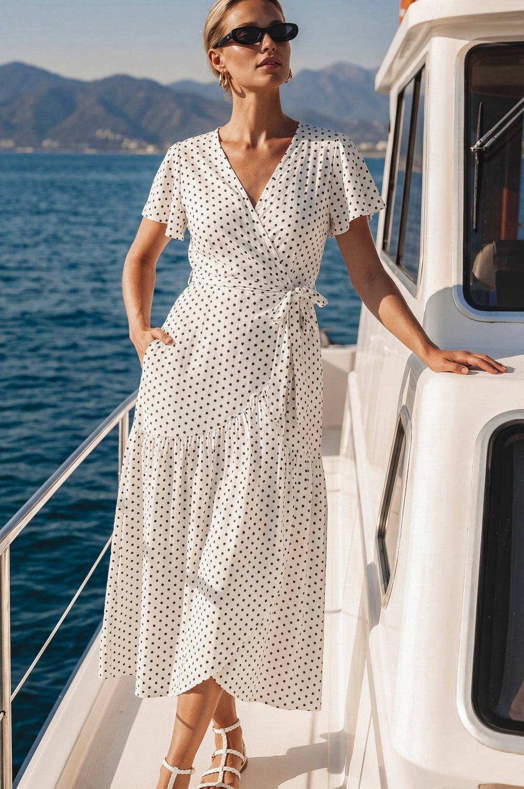 Persea Cotton Wrap Midi Dress