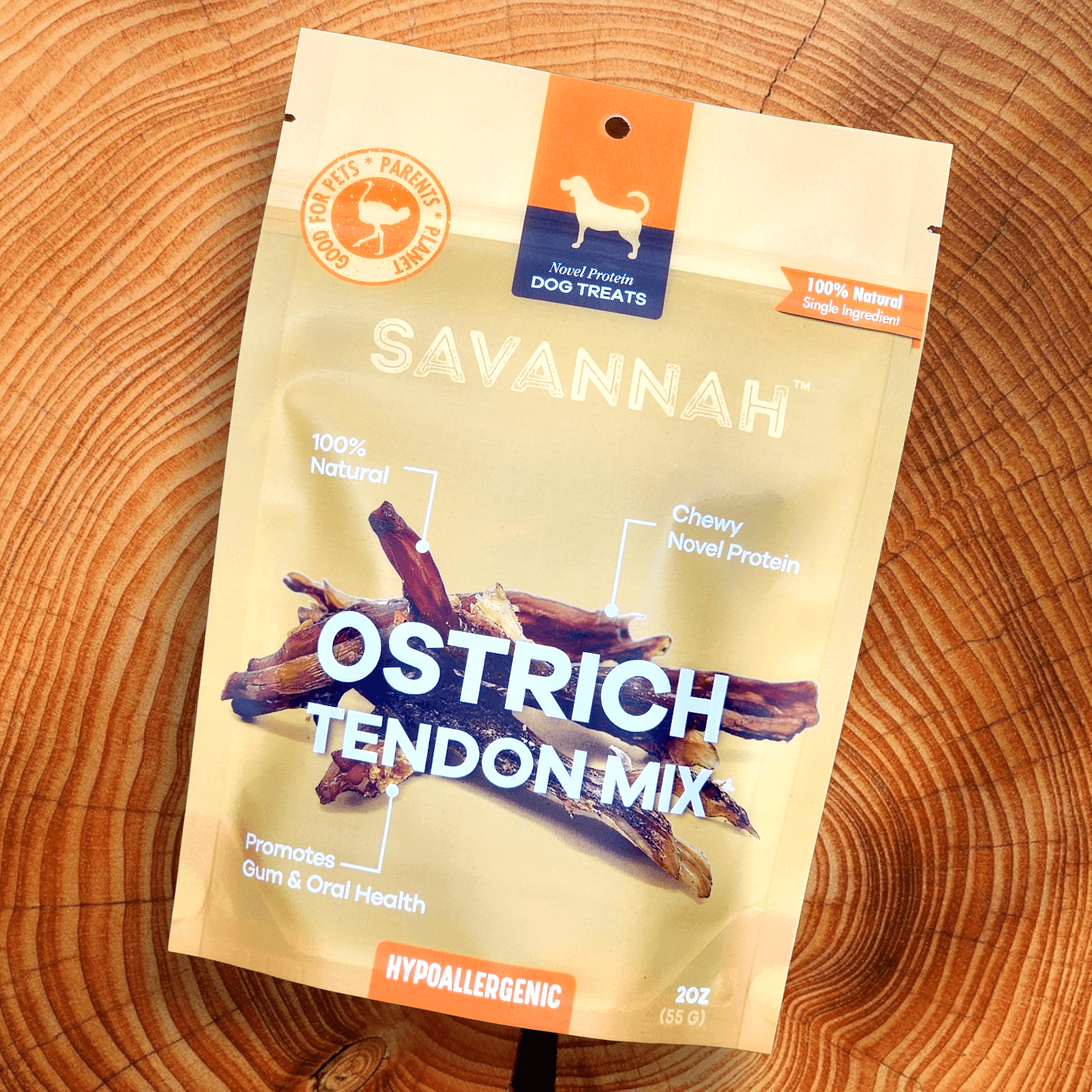 Savannah Chewy Ostrich Tendon Mix (3oz): The Protein-Packed, Hypoallergenic Chew for All Dogs