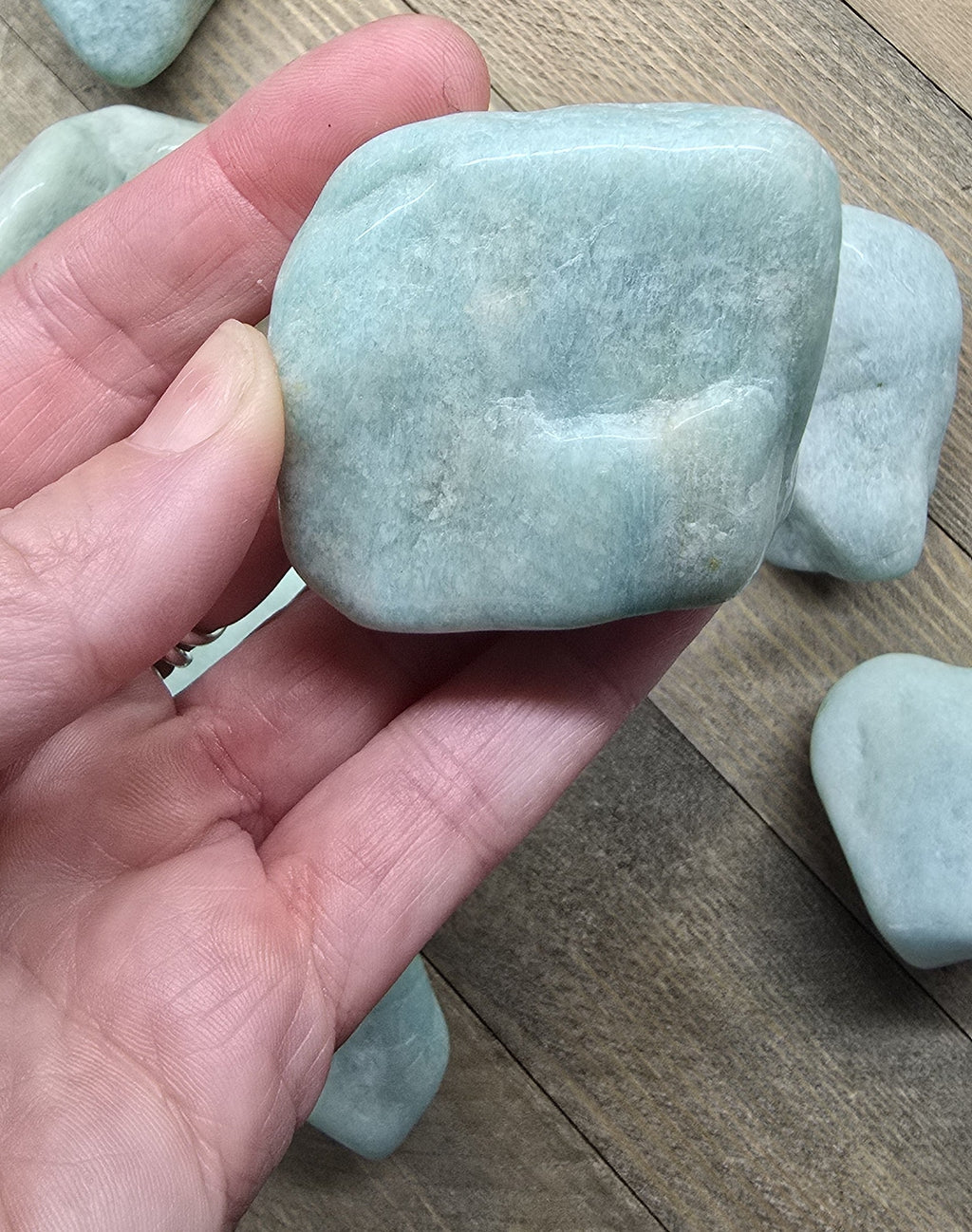 Large Tumbled Amazonite Crystal 2"–2.5" – Polished Healing Stone for Calm, Throat Chakra & Communication
