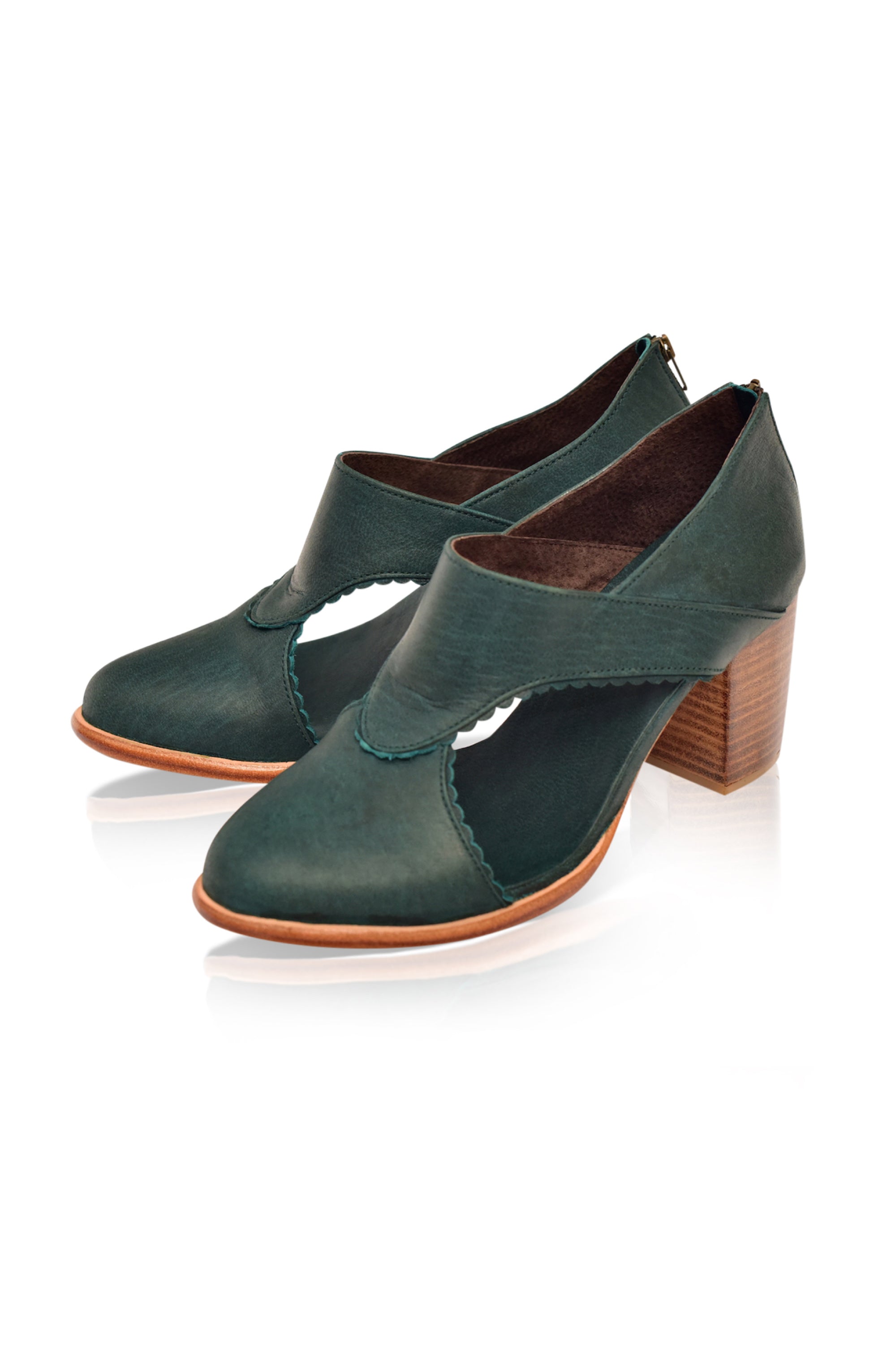Rain Kiss Leather Heel Booties