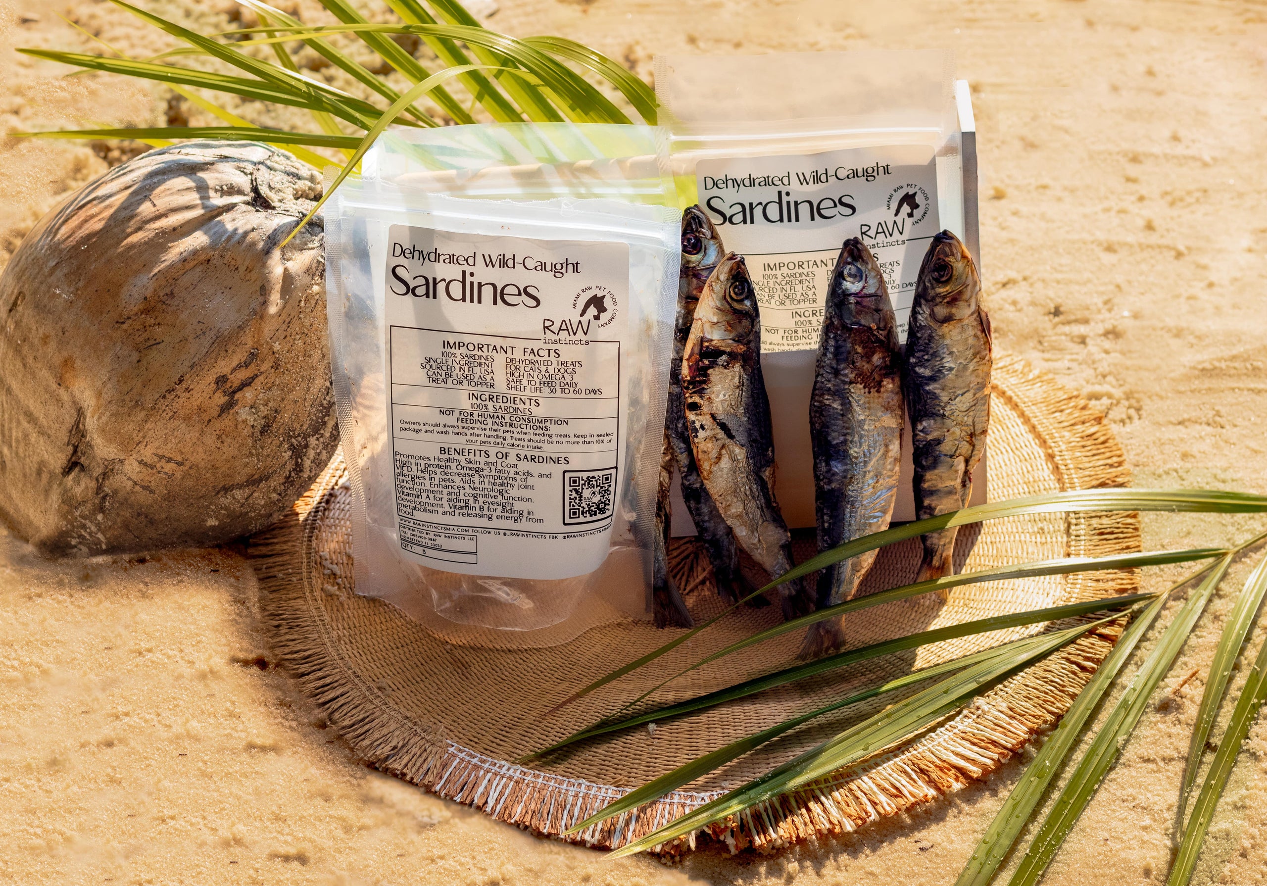 Dehydrated Wild-Caught Sardines for Cats & Dogs — 100% Single Ingredient | Raw Instincts Florida | Qty: 5 Fish