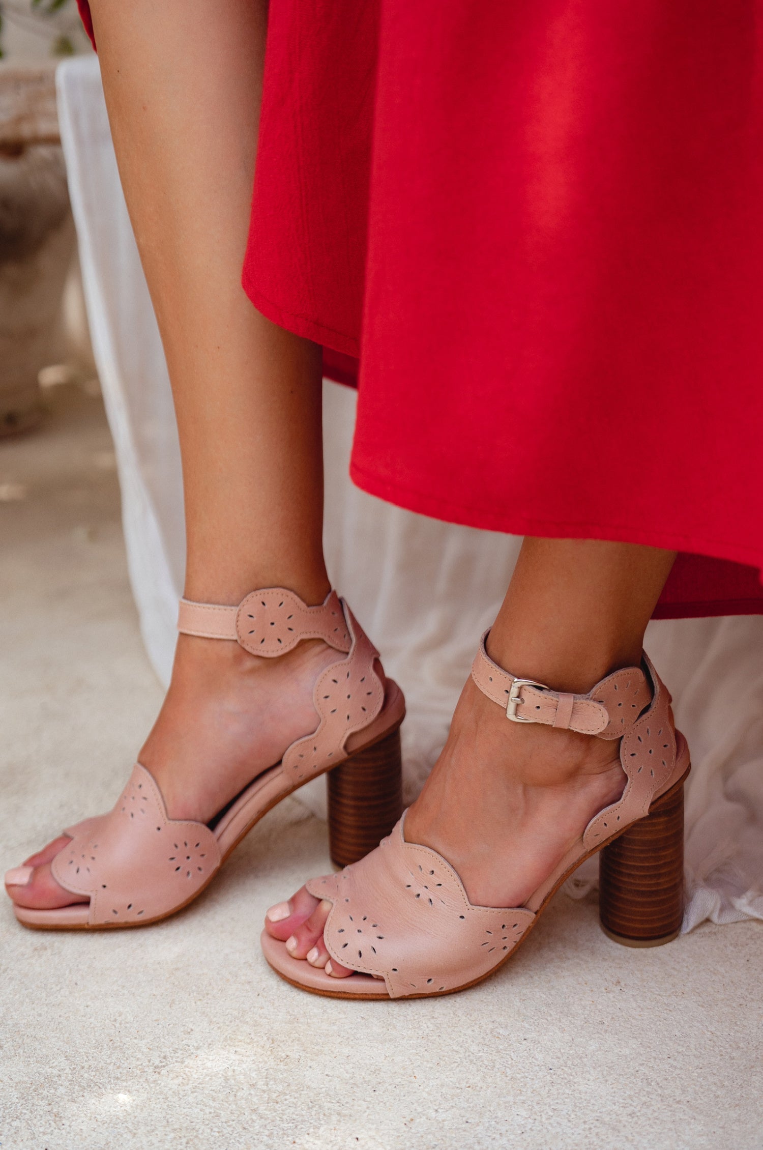 Sakura Block Heel Leather Sandals (Sz. 7)