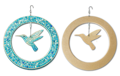 12" Spinner Circle with 6" Hummingbird Mosaic Backer & Hanger