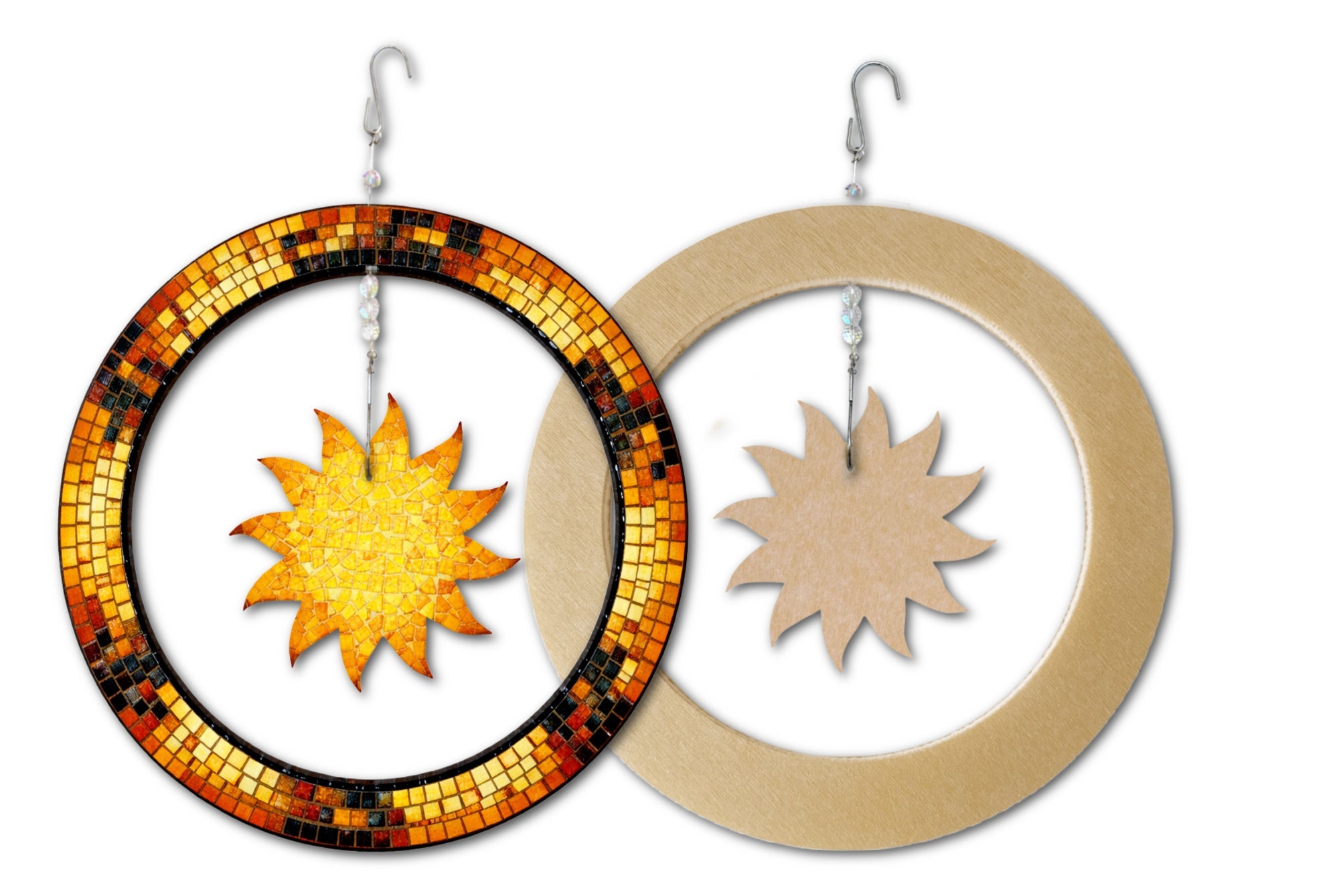 12" Spinner Circle with 6" Sun Mosaic Backer & Hanger