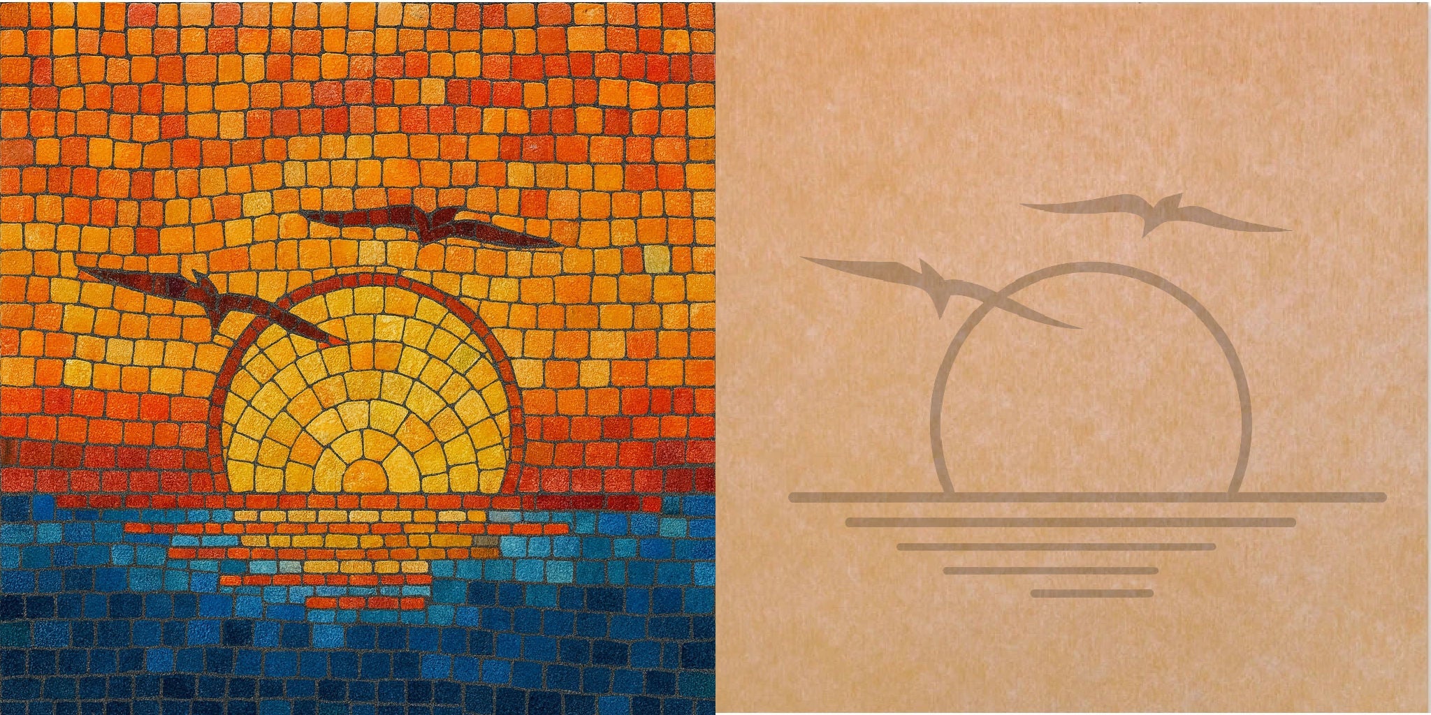 Sunset with Pattern 12" x 12"  (pre-drilled for hanging kit)