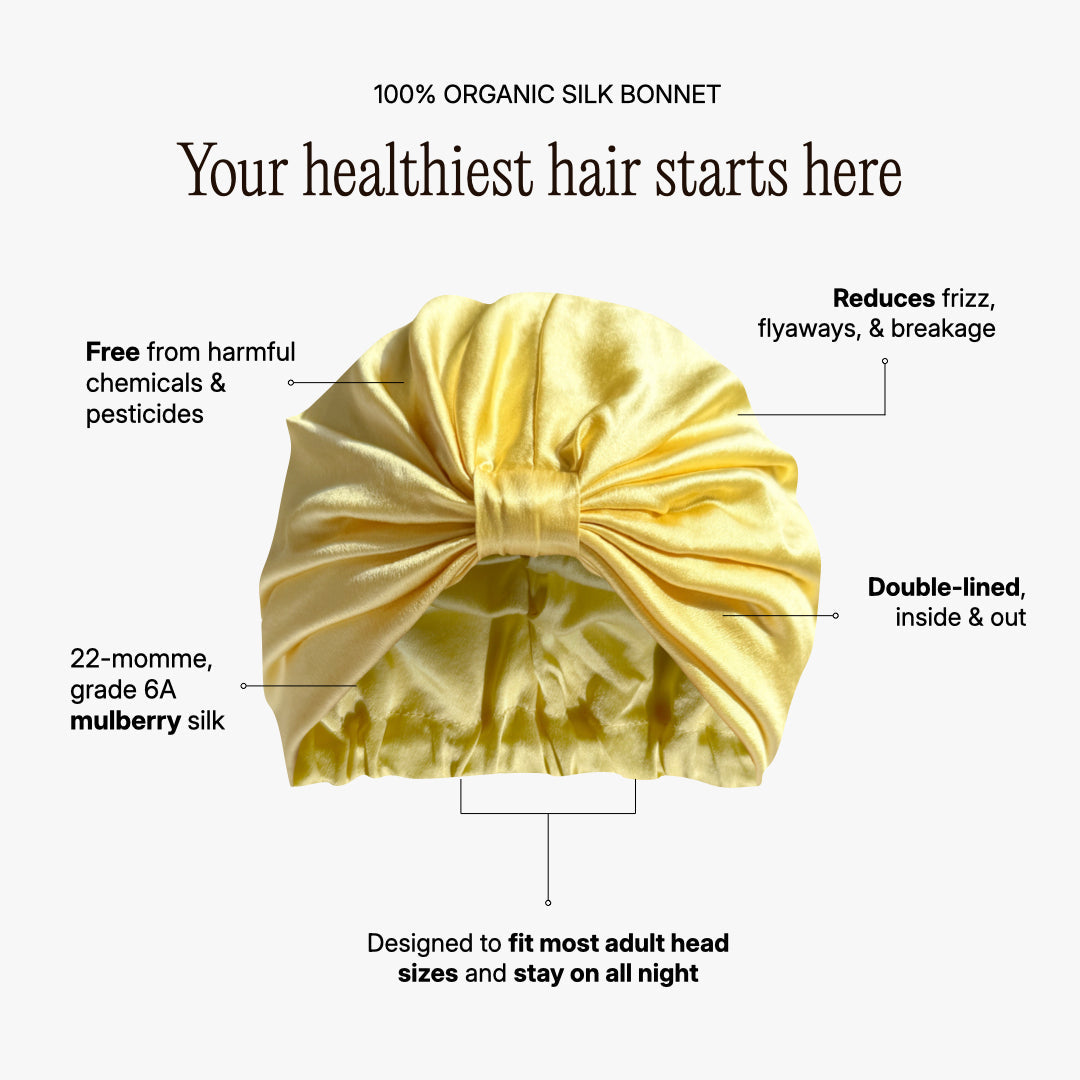 Organic Silk Hair Bonnet Sunshine Yellow