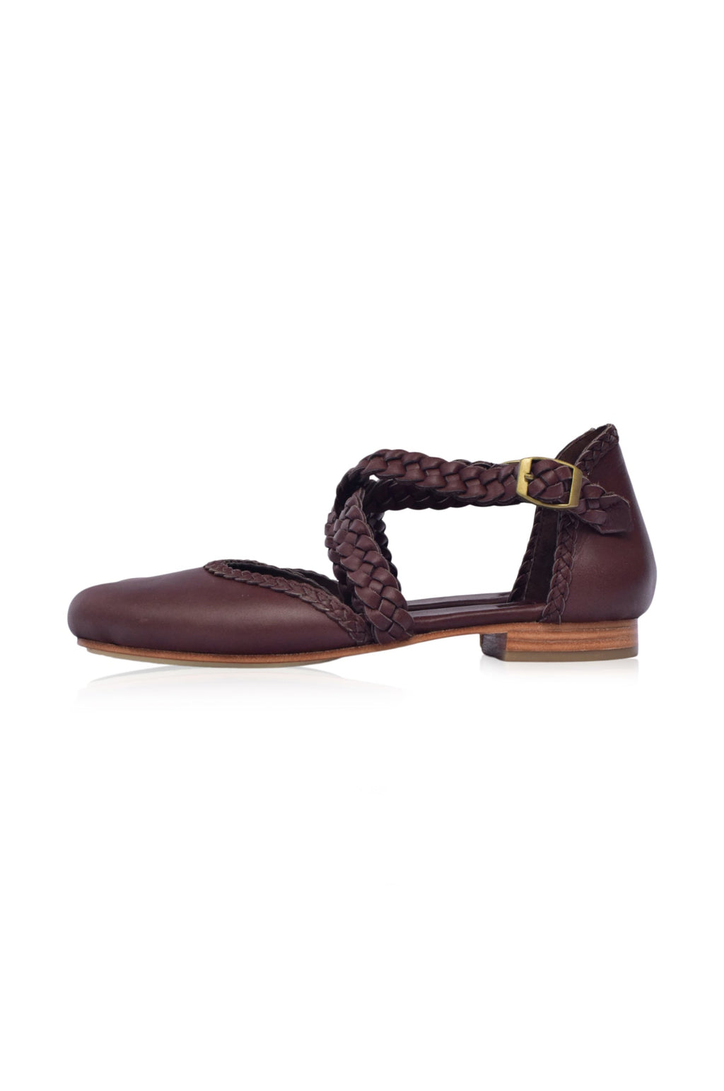 Tallulah Braided Criss-Cross Leather Flats