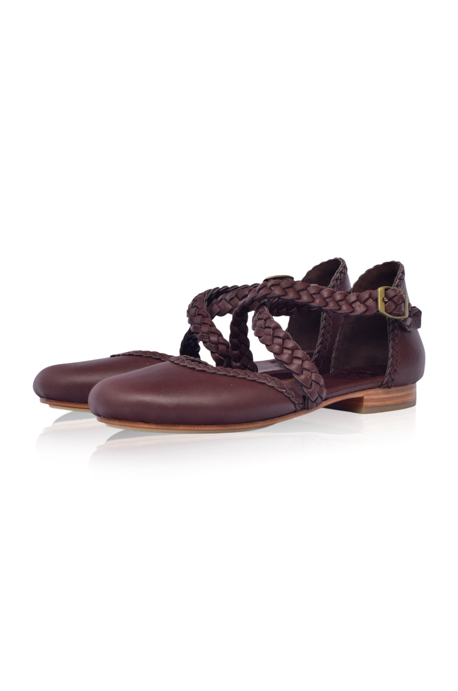 Tallulah Braided Criss-Cross Leather Flats