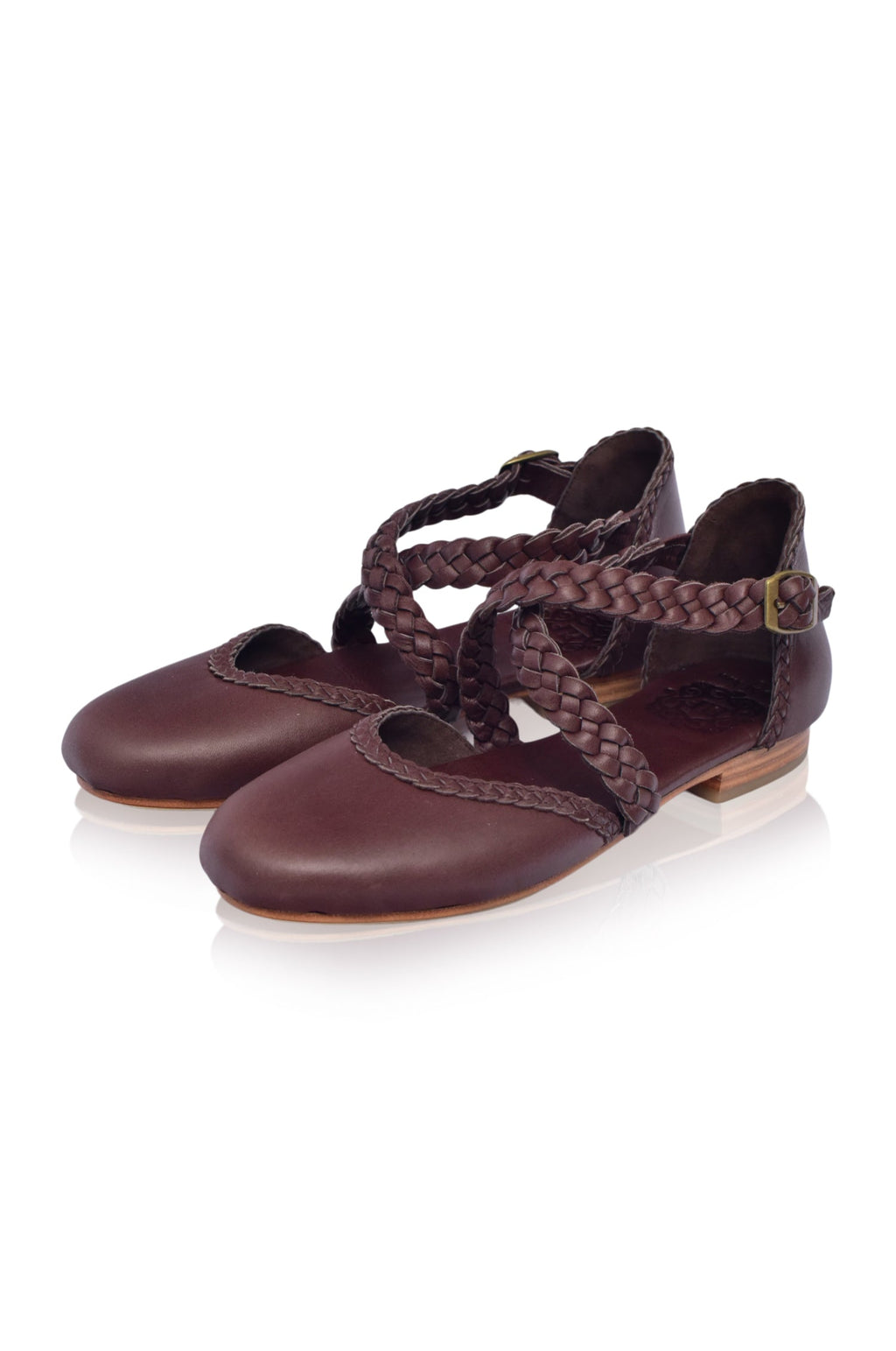 Tallulah Braided Criss-Cross Leather Flats