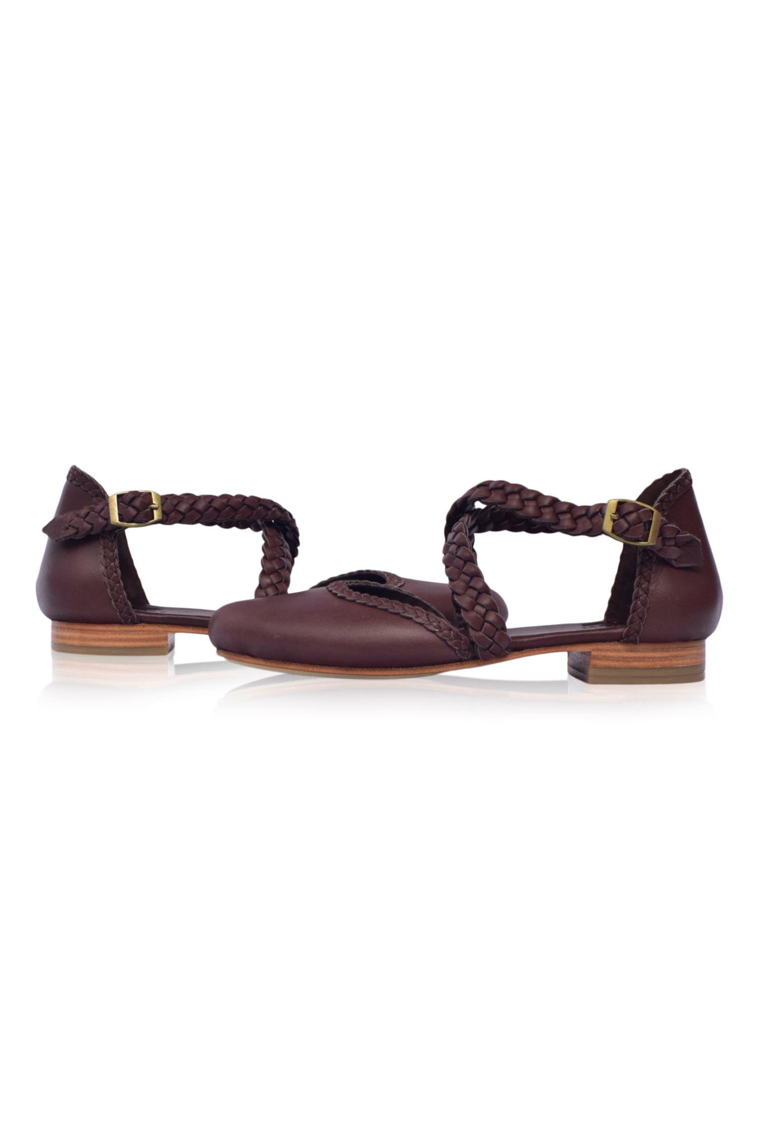 Tallulah Braided Criss-Cross Leather Flats