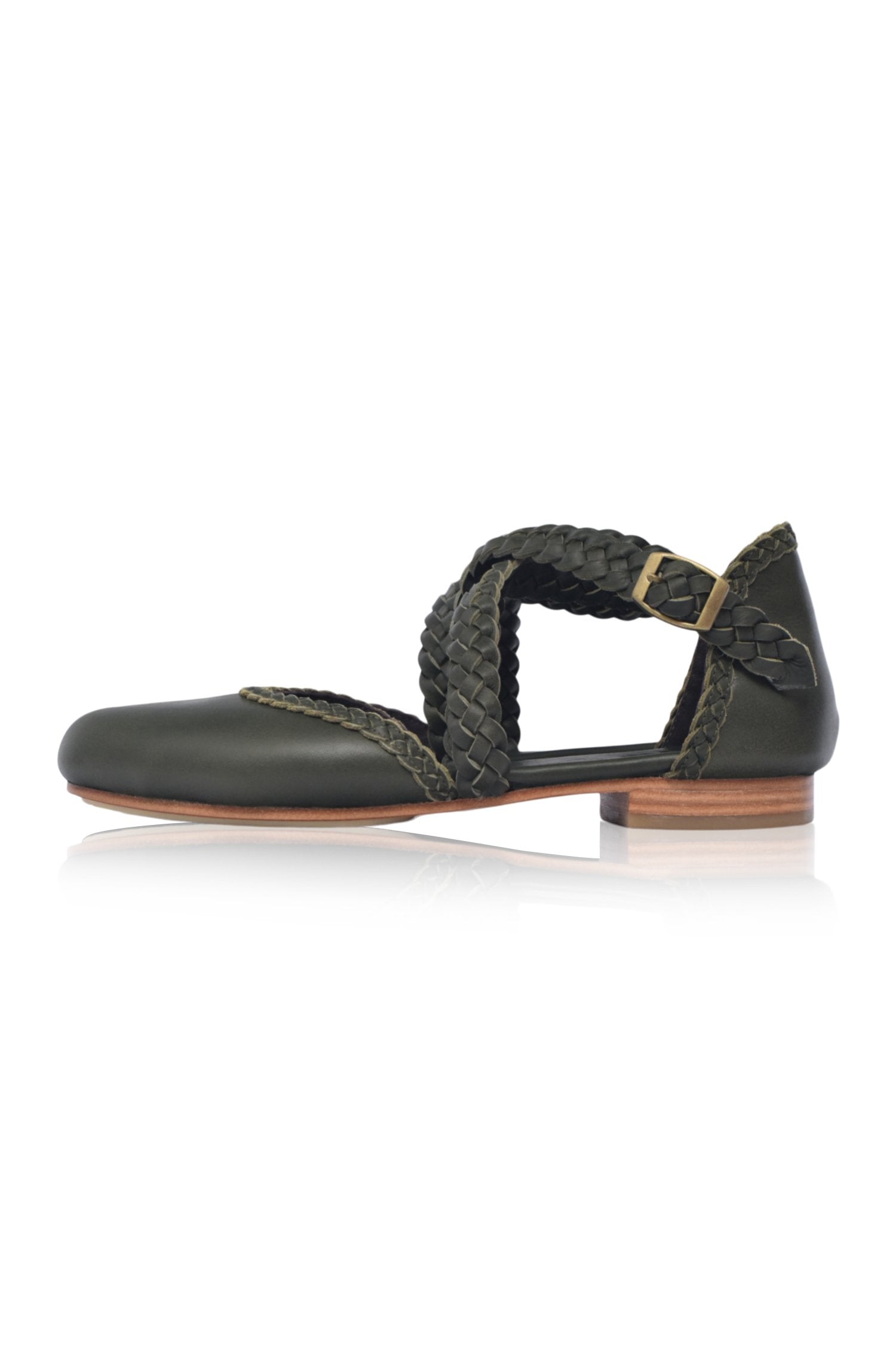 Tallulah Braided Criss-Cross Leather Flats