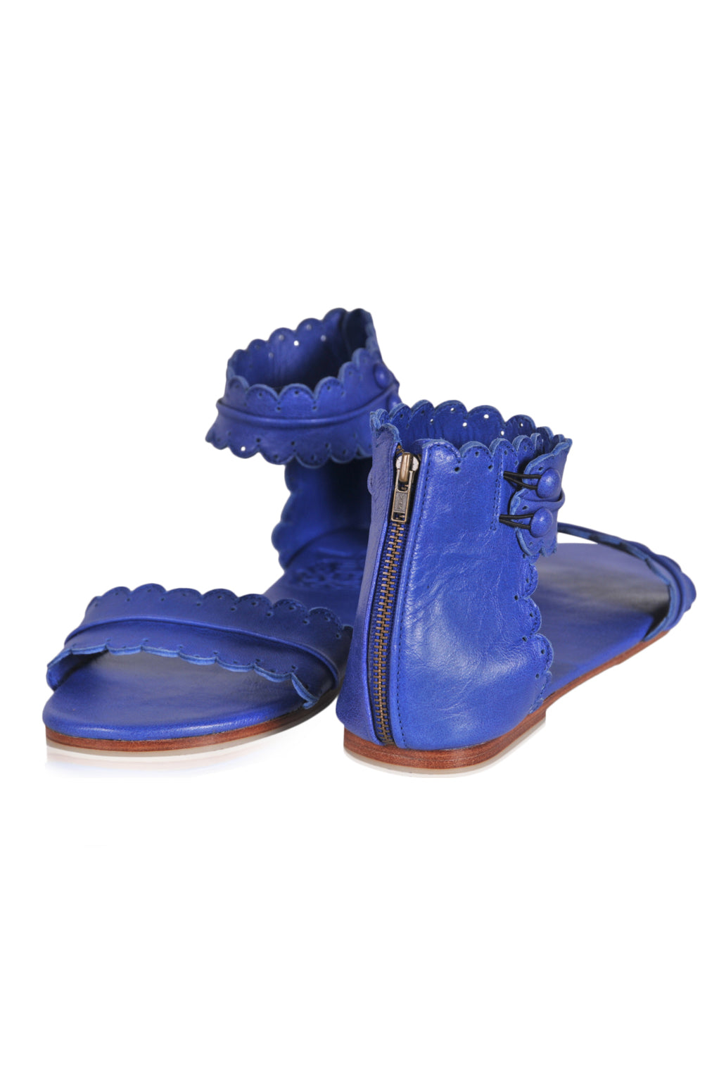Midsummer Scalloped Leather Sandals
