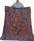 Handmade Reversible Quilt Blanket Throw, Quilt Patchwork, Upcycled, size 55 x 87 inches