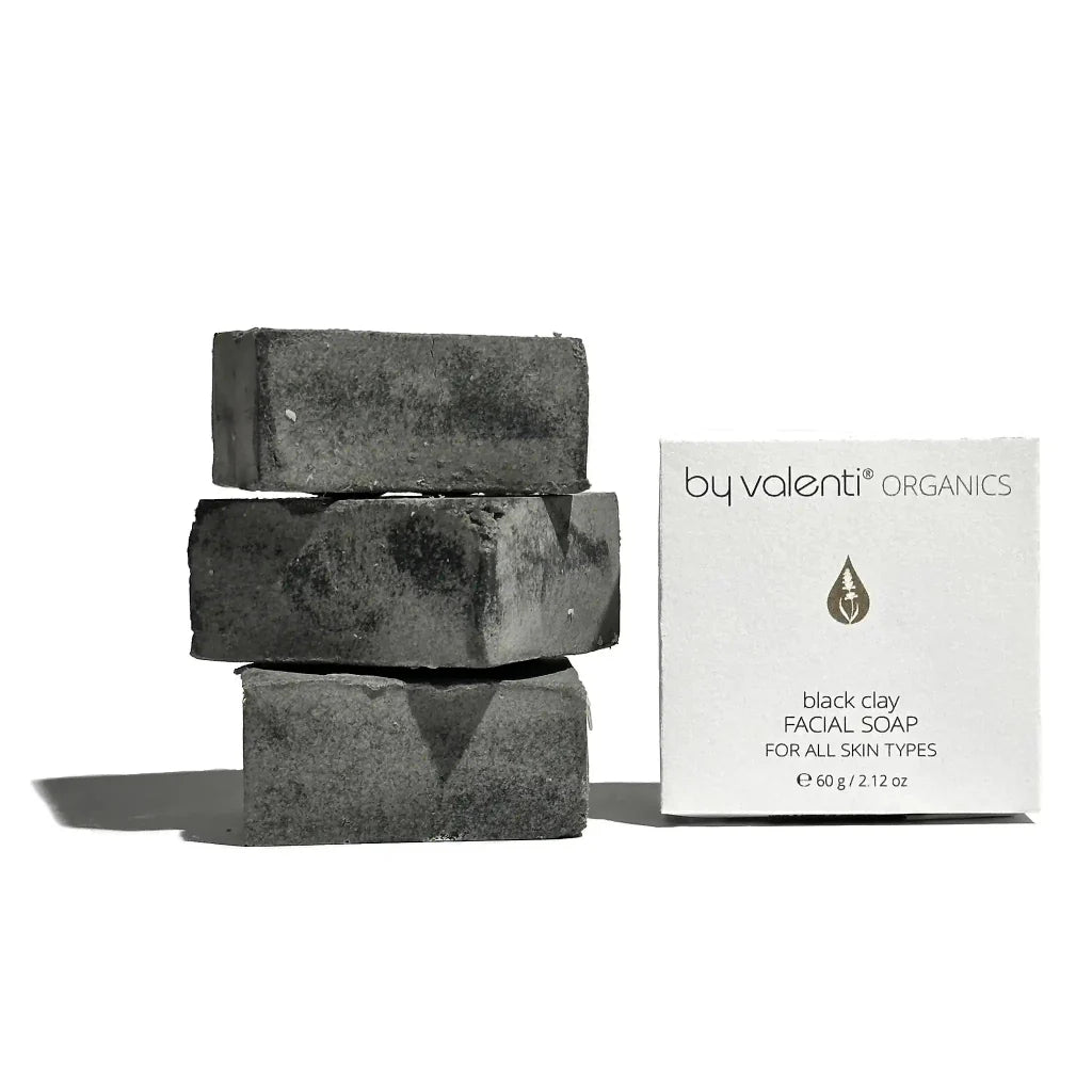 Black Clay Facial Soap with Activated charcoal + Hematite + Aloe vera