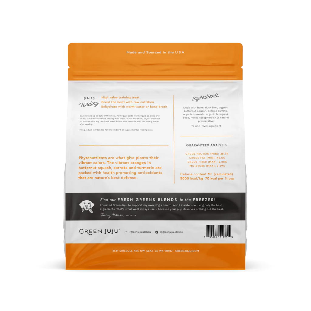 Green Juju Freeze Dried Duck Orange Whole Food Bites (18OZ)