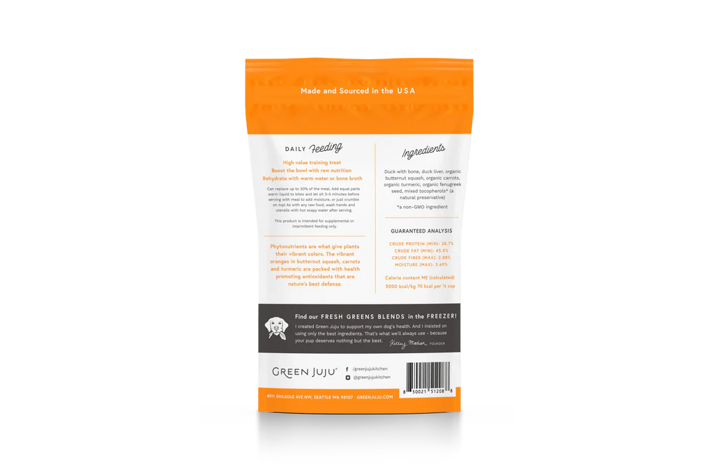 Green Juju Freeze Dried Duck Orange Whole Food Bites (3OZ)