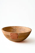Vintage Inspired Wooden Serving Bowl with Handmade Copper Details
