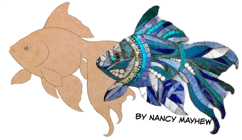 Goldfish Mosaic Backer 24"with Pattern (pre-drilled for hanging kit)
