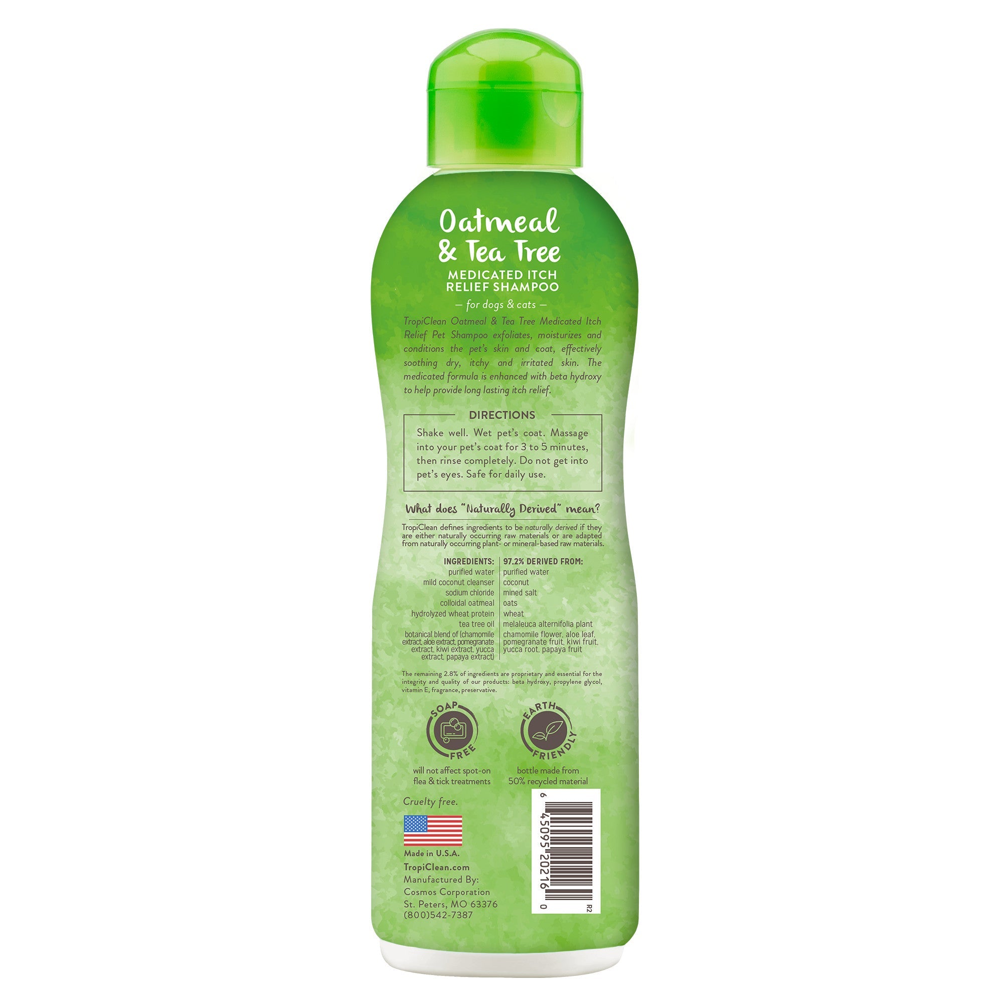 Tropiclean Oatmeal and Tea Tree Oil Medicated Itch Relief Dog Shampoo (20oz)