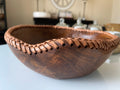 Whiskey & Wood Bowl  w/ Leather Stitching