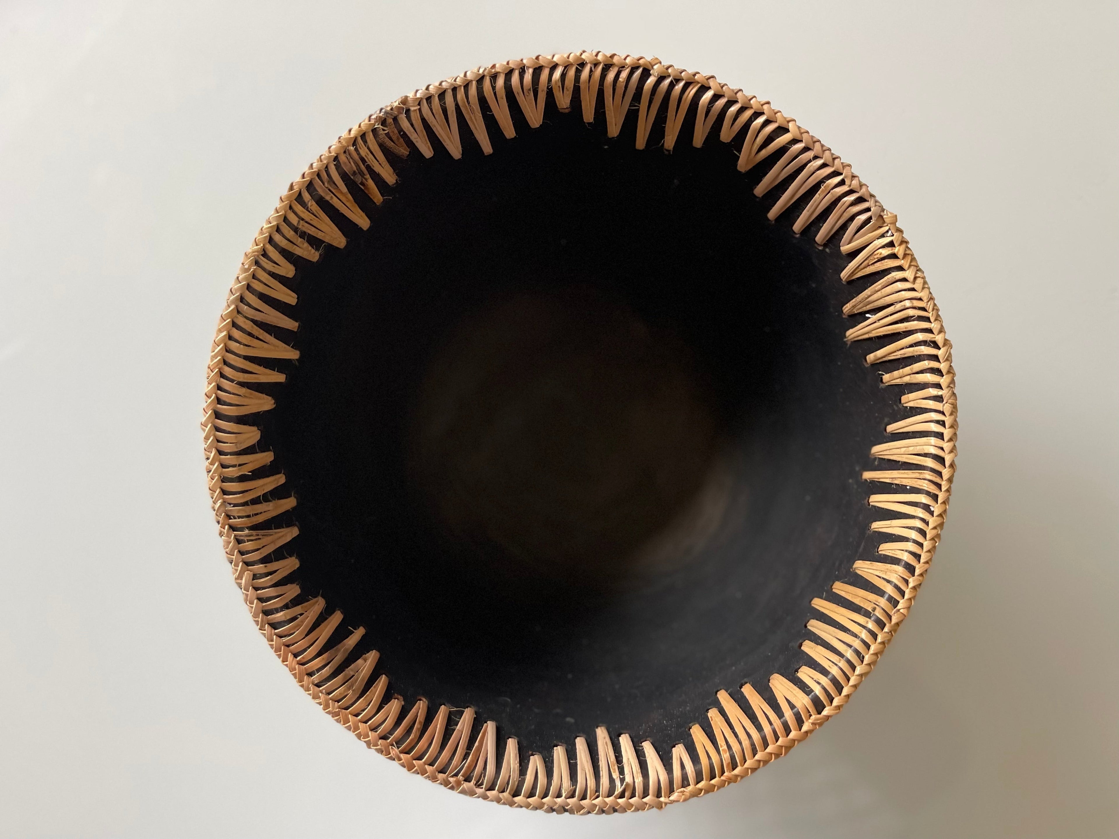 Terra-Cotta Bowl w/ Rattan Stitching