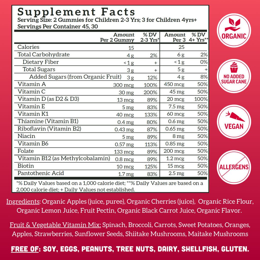 Kids Whole Food Multivitamin Gummies, Cherry (90 ct)