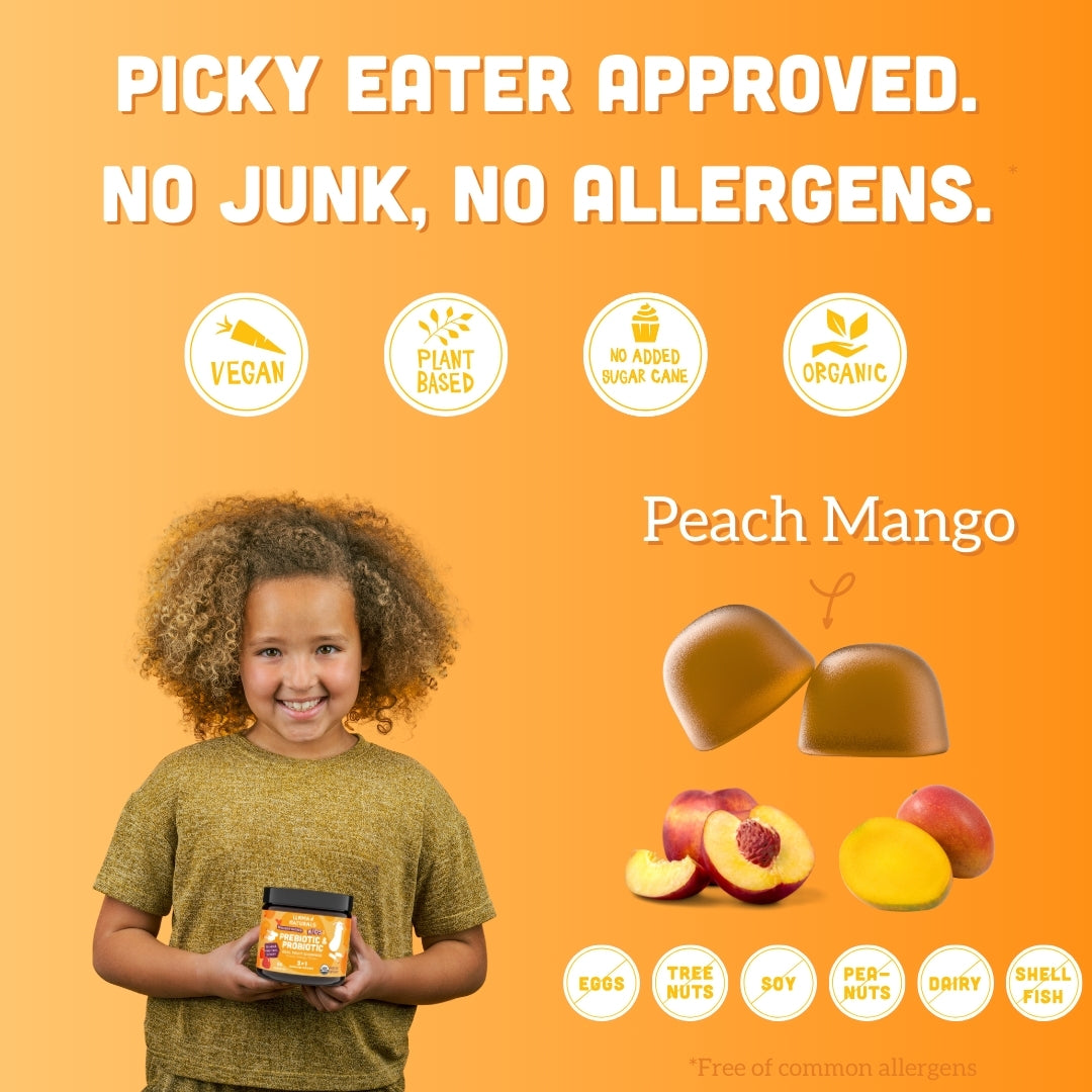 Kids Prebiotic & Probiotic Gummies, Peach Mango (120 ct)