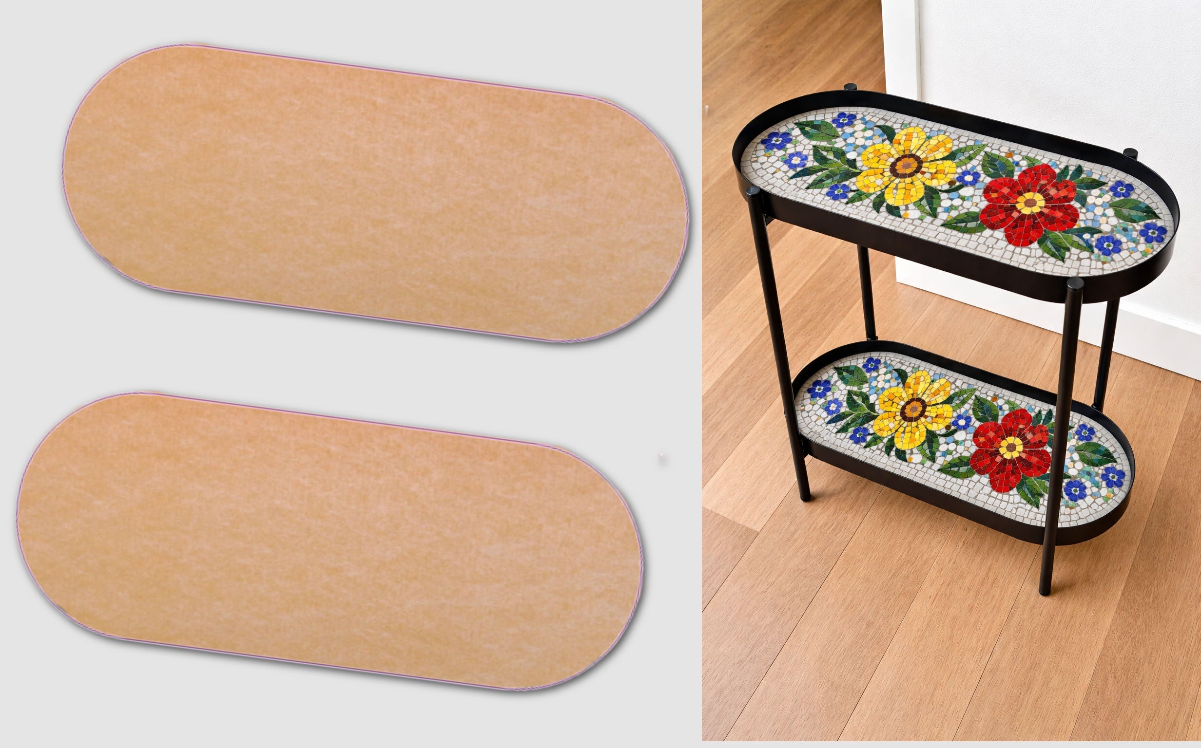Oblong 21" Mosaic Backers for Ikea 2-Shelf Plant Stand, 1/2" Thick - 2 Backers