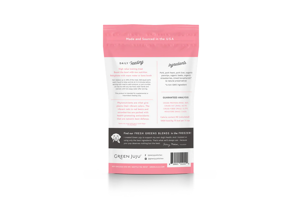 Green Juju Freeze Dried Pork Pink Whole Food Bites (3OZ)